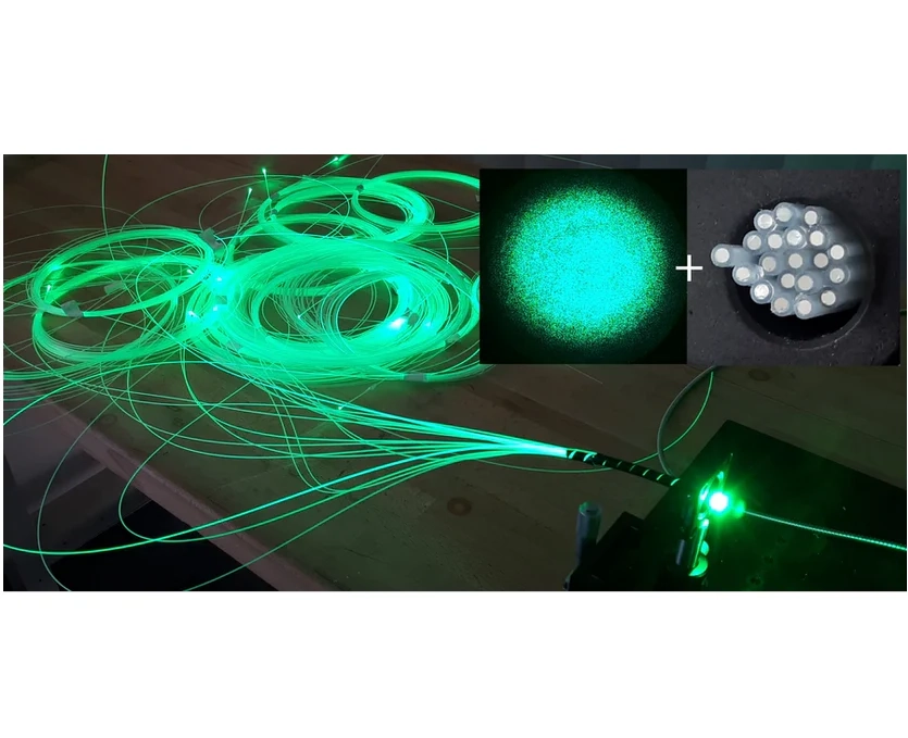 6W Blue-Green Laser in Luminous Fiber